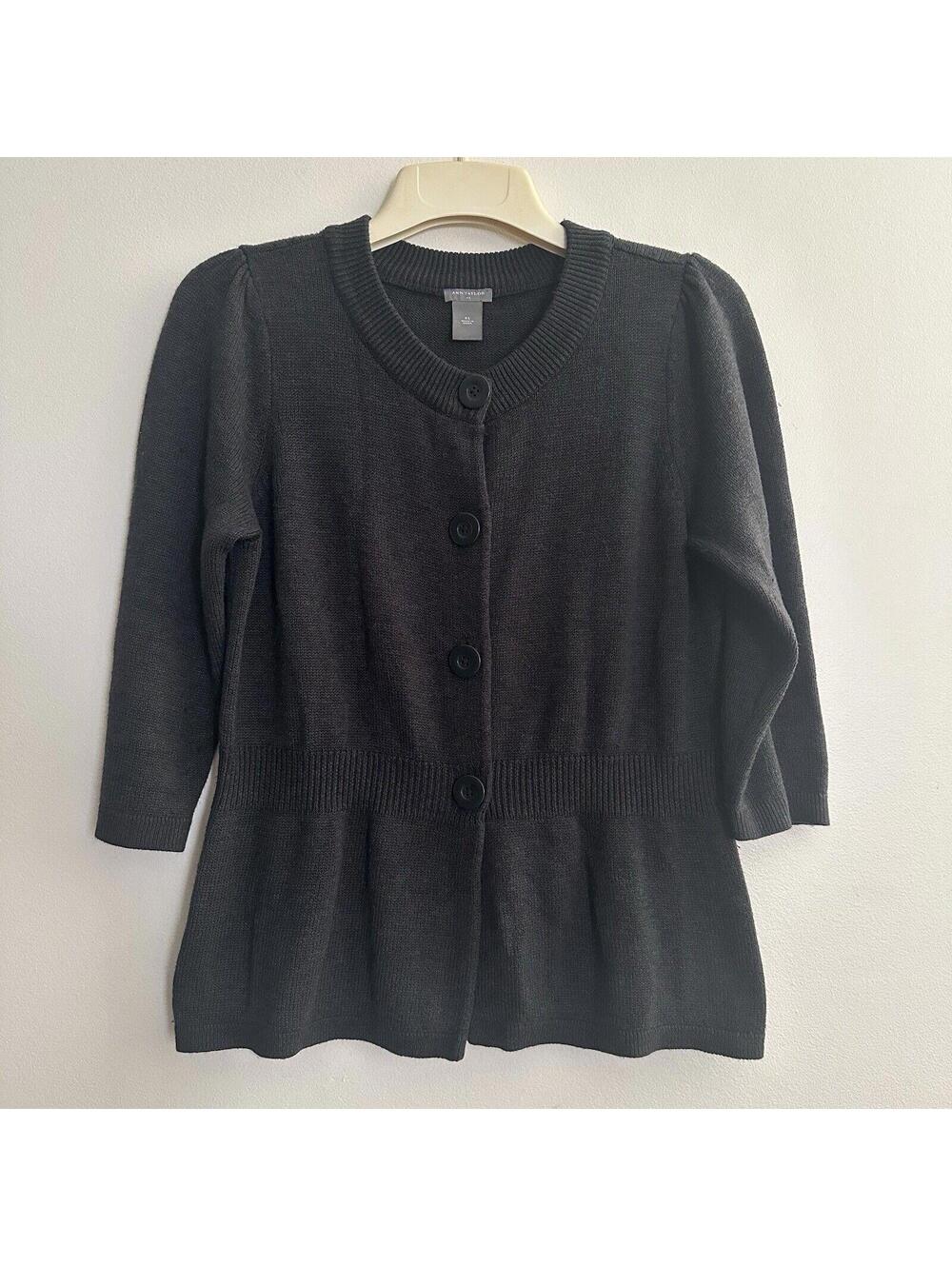 Ann Taylor XL Gray Button Cardigan Sweater Rabbit Hair Blend 4 Button